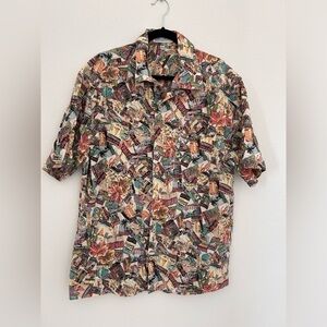 Vintage Guess Shirt Mens Large Hawaiian Camp Beach Surfer Ocean Cotton Casual